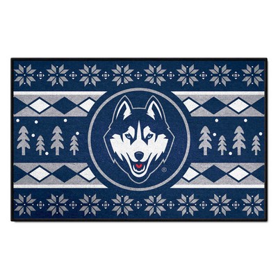 Fan Mats  LLC UConn Huskies Holiday Sweater Starter Mat Accent Rug - 19in. x 30in. Navy