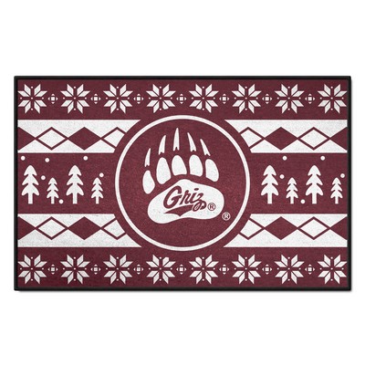 Fan Mats  LLC Montana Grizzlies Holiday Sweater Starter Mat Accent Rug - 19in. x 30in. Maroon