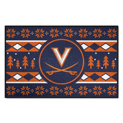 Fan Mats  LLC Virginia Cavaliers Holiday Sweater Starter Mat Accent Rug - 19in. x 30in. Navy