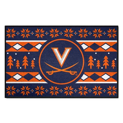 Fan Mats  LLC Virginia Cavaliers Starter Mat Holiday Sweater Navy