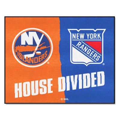 Fan Mats  LLC NHL House Divided - New York Islanders / New York Rangers House Divided Rug - 34 in. x 42.5 in. Multi