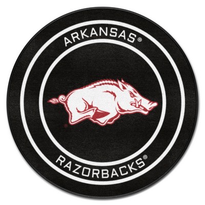 Fan Mats  LLC Arkansas Hockey Puck Rug - 27in. Diameter Black