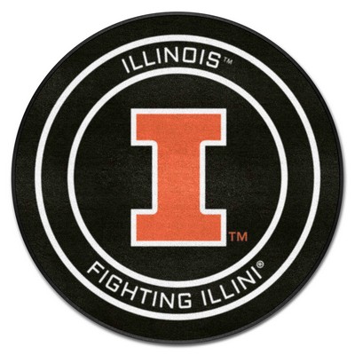Fan Mats  LLC Illinois Illini Puck Mat Black