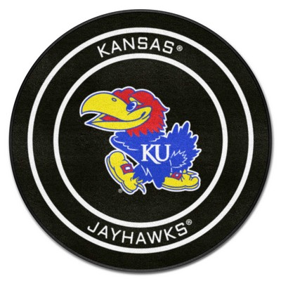 Fan Mats  LLC Kansas Jayhawks Puck Mat Black
