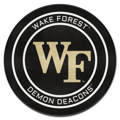 Fan Mats  LLC Wake Forest Hockey Puck Rug - 27in. Diameter Black