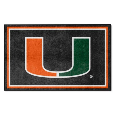 Fan Mats  LLC Miami Hurricanes 4x6 Rug Black