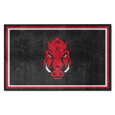 Arkansas Razorbacks 4x6 Rug Black Fan Mats  LLC Arkansas Razorbacks 4x6 Rug Black