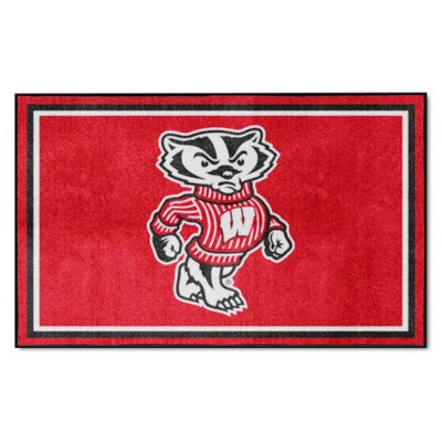 Fan Mats  LLC Wisconsin Badgers 4x6 Rug Red