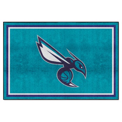 Fan Mats  LLC Charlotte Hornets 5x8 Rug Blue
