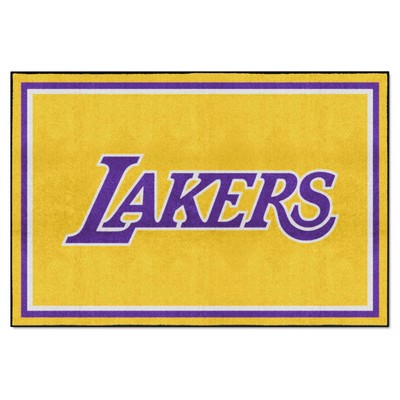 Fan Mats  LLC Los Angeles Lakers 5x8 Rug Yellow
