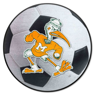 Fan Mats  LLC Miami Hurricanes Soccer Ball Mat White