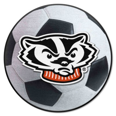 Fan Mats  LLC Wisconsin Badgers Soccer Ball Mat White