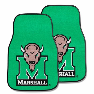 Fan Mats  LLC Marshall Thundering Herd 2-pc Carpet Car Mat Set Green