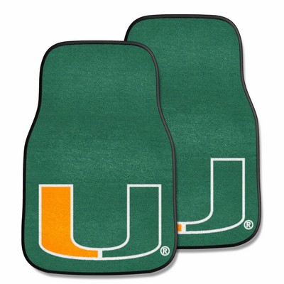 Fan Mats  LLC Miami Hurricanes 2-pc Carpet Car Mat Set Green
