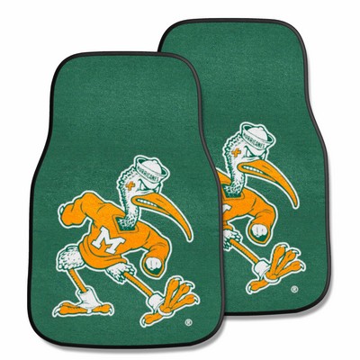 Fan Mats  LLC Miami Hurricanes 2-pc Carpet Car Mat Set Green