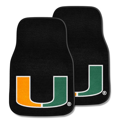 Fan Mats  LLC Miami Hurricanes 2-pc Carpet Car Mat Set Black