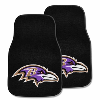 Fan Mats  LLC Baltimore Ravens 2-pc Carpet Car Mat Set Black