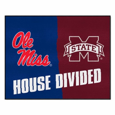 Fan Mats  LLC House Divided Mississippi / Mississippi State House Divided Mat Multi