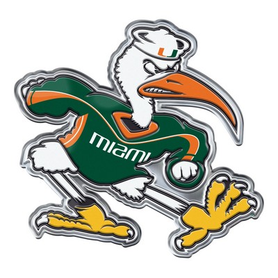 Miami Hurricanes Embossed Color Emblem2 Green & Orange Fan Mats LLC Miami Hurricanes Embossed Color Emblem2 Green & Orange