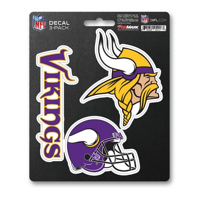 Minnesota Vikings Decal 3-pk Purple & Yellow Fan Mats  LLC Minnesota Vikings Decal 3-pk Purple & Yellow