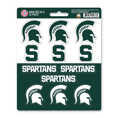 Fan Mats  LLC Michigan State Spartans Mini Decal 12-pk Green
