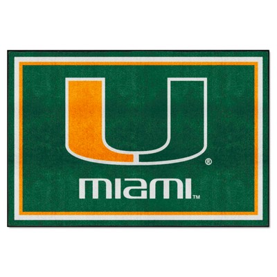 Fan Mats  LLC Miami Hurricanes 5x8 Rug Green
