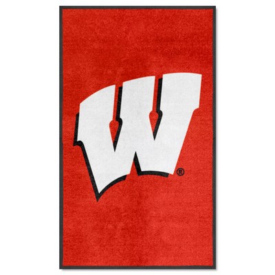 Fan Mats  LLC Wisconsin 3X5 High-Traffic Mat with Durable Rubber Backing - Portrait Orientation Red
