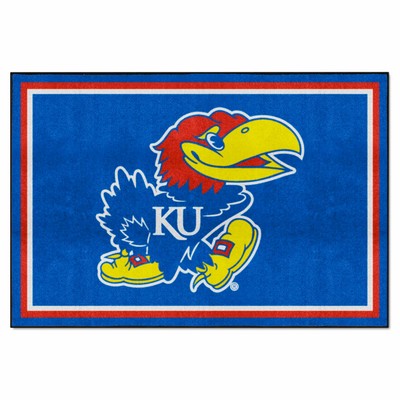 Fan Mats  LLC Kansas Jayhawks 5x8 Rug Blue