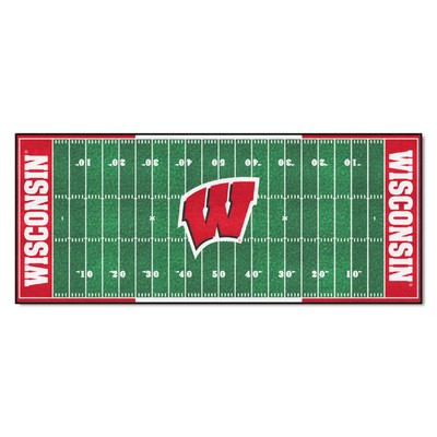 Fan Mats  LLC Wisconsin Badgers Football Field Runner Green