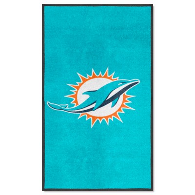 Fan Mats  LLC Miami Dolphins 3x5 Logo Mat Portrait Aqua