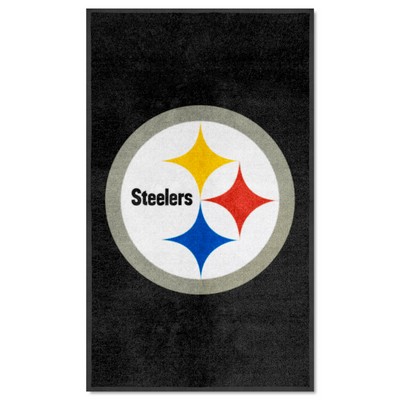 Fan Mats  LLC Pittsburgh Steelers 3X5 High-Traffic Mat with Durable Rubber Backing - Portrait Orientation Black