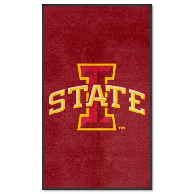 Fan Mats  LLC Iowa State 3X5 High-Traffic Mat with Durable Rubber Backing - Portrait Orientation Red