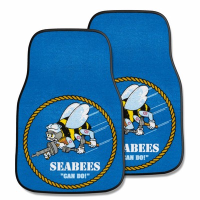 Fan Mats  LLC U.S. Navy SEABEES n/a 2-pc Carpet Car Mat Set Blue