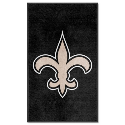 Fan Mats  LLC New Orleans Saints 3X5 High-Traffic Mat with Durable Rubber Backing - Portrait Orientation Black