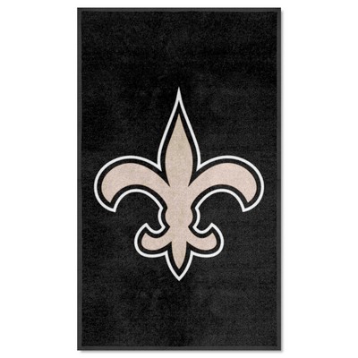 Fan Mats  LLC New Orleans Saints 3x5 Logo Mat Portrait Black