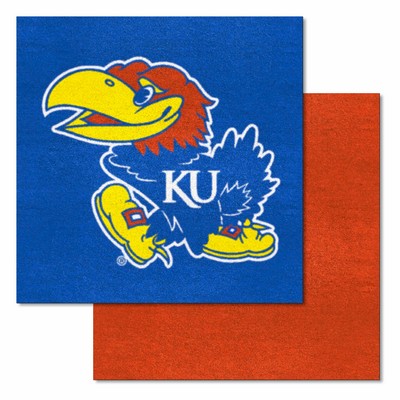 Fan Mats  LLC Kansas Jayhawks Team Carpet Tiles Blue