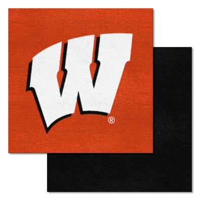 Fan Mats  LLC Wisconsin Badgers Team Carpet Tiles Red