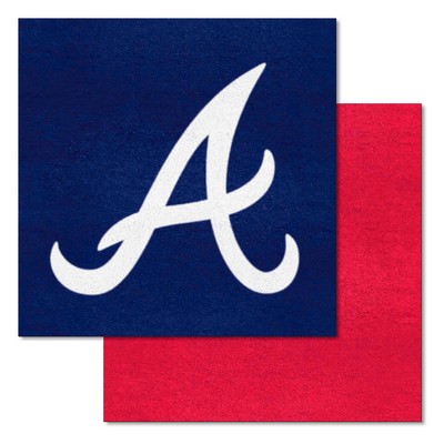 Fan Mats  LLC Atlanta Braves Team Carpet Tiles Navy