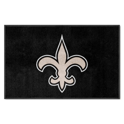 Fan Mats  LLC New Orleans Saints 4X6 High-Traffic Mat with Durable Rubber Backing - Landscape Orientation Black