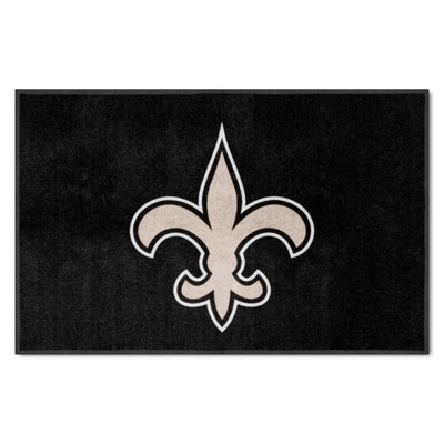 Fan Mats  LLC New Orleans Saints 4x6 Logo Mat Landscape Black