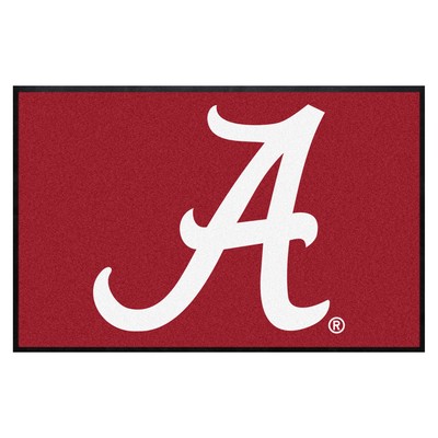 Fan Mats  LLC Alabama Crimson Tide 4x6 Logo Mat Landscape Crimson