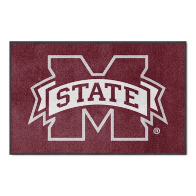 Fan Mats  LLC Mississippi State4X6 High-Traffic Mat with Durable Rubber Backing - Landscape Orientation Maroon