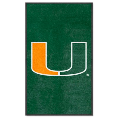 Fan Mats  LLC Miami Hurricanes 3x5 Logo Mat Portrait Green