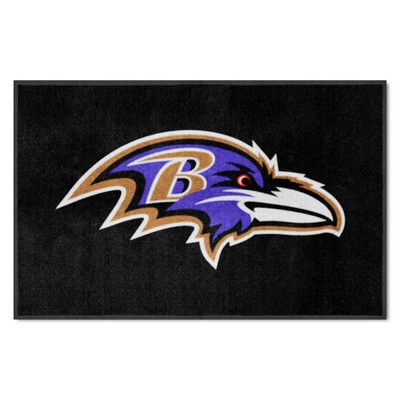 Fan Mats  LLC Baltimore Ravens 4x6 Logo Mat Landscape Black