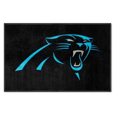 Fan Mats  LLC Carolina Panthers 4x6 Logo Mat Landscape Black