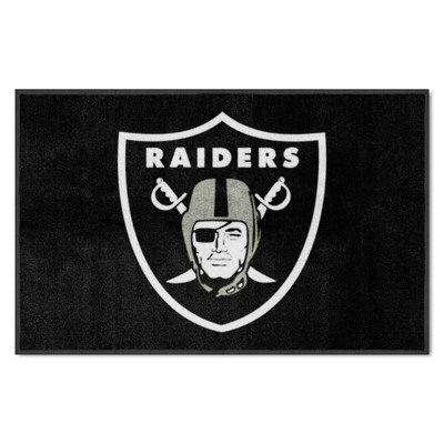 Fan Mats  LLC Las Vegas Raiders 4x6 Logo Mat Landscape Black