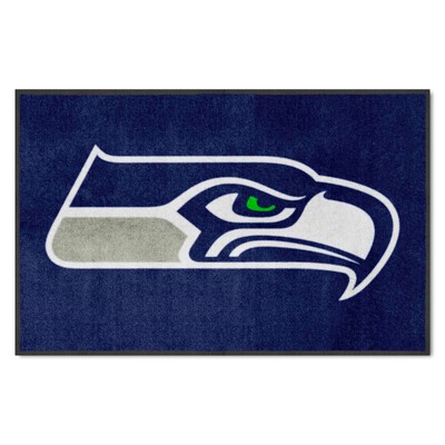 Fan Mats  LLC Seattle Seahawks 4x6 Logo Mat Landscape Navy