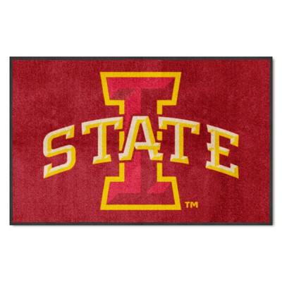 Fan Mats  LLC Iowa State4X6 High-Traffic Mat with Durable Rubber Backing - Landscape Orientation Red