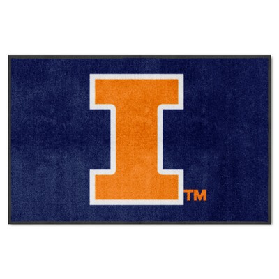 Fan Mats  LLC Illinois Illini 4x6 Logo Mat Landscape Navy