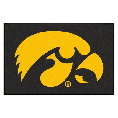 Fan Mats  LLC Iowa Hawkeyes 4x6 Logo Mat Landscape Black